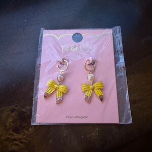 Packed Party Women's Pencil Bow Mini Hoop Earrings